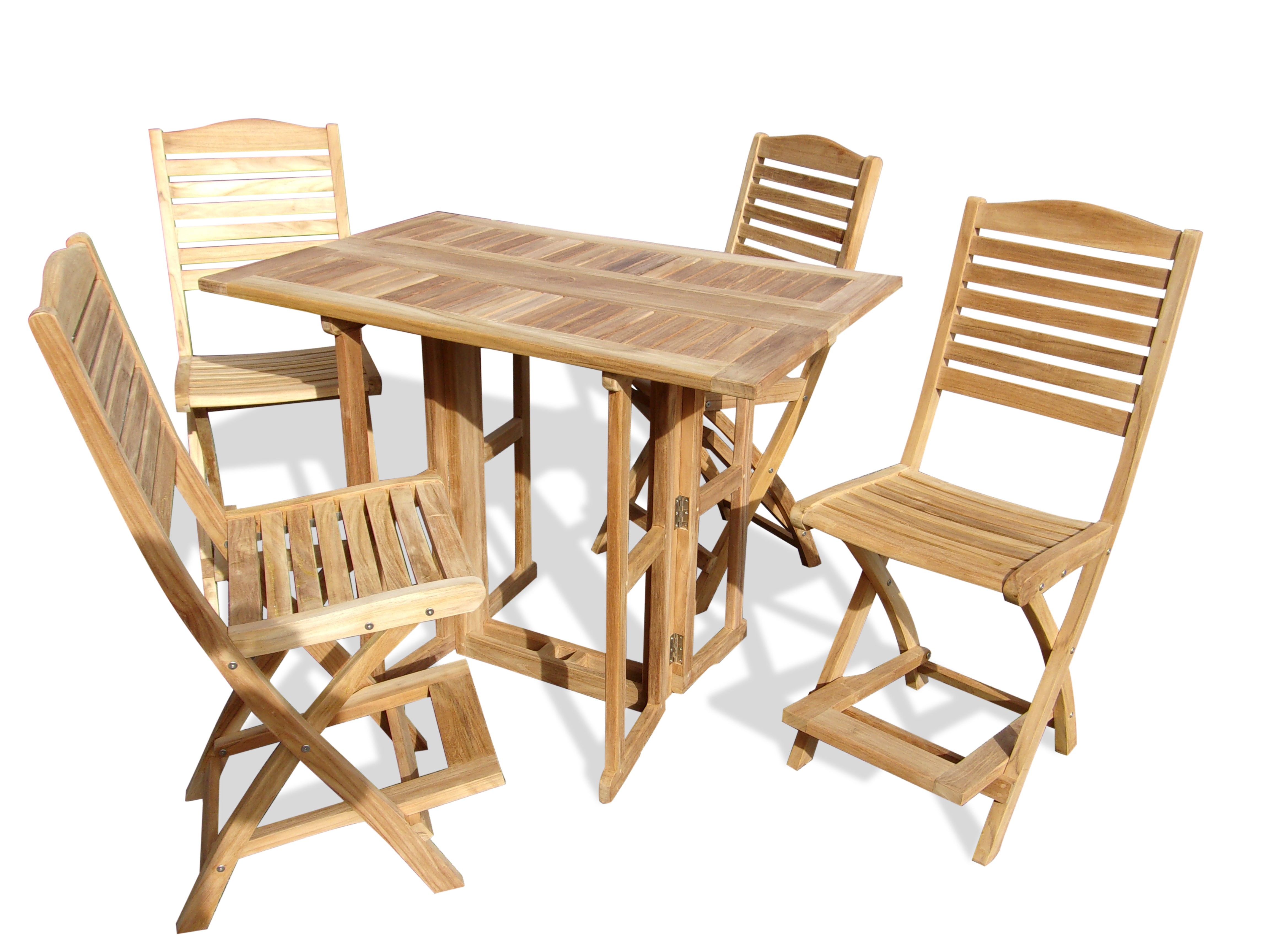 Bimini 48" x 31" Rectangular Drop Leaf Folding Counter Table W/4 St. Barts Folding Counter Chairs (Counter height is 5" lower than bar)