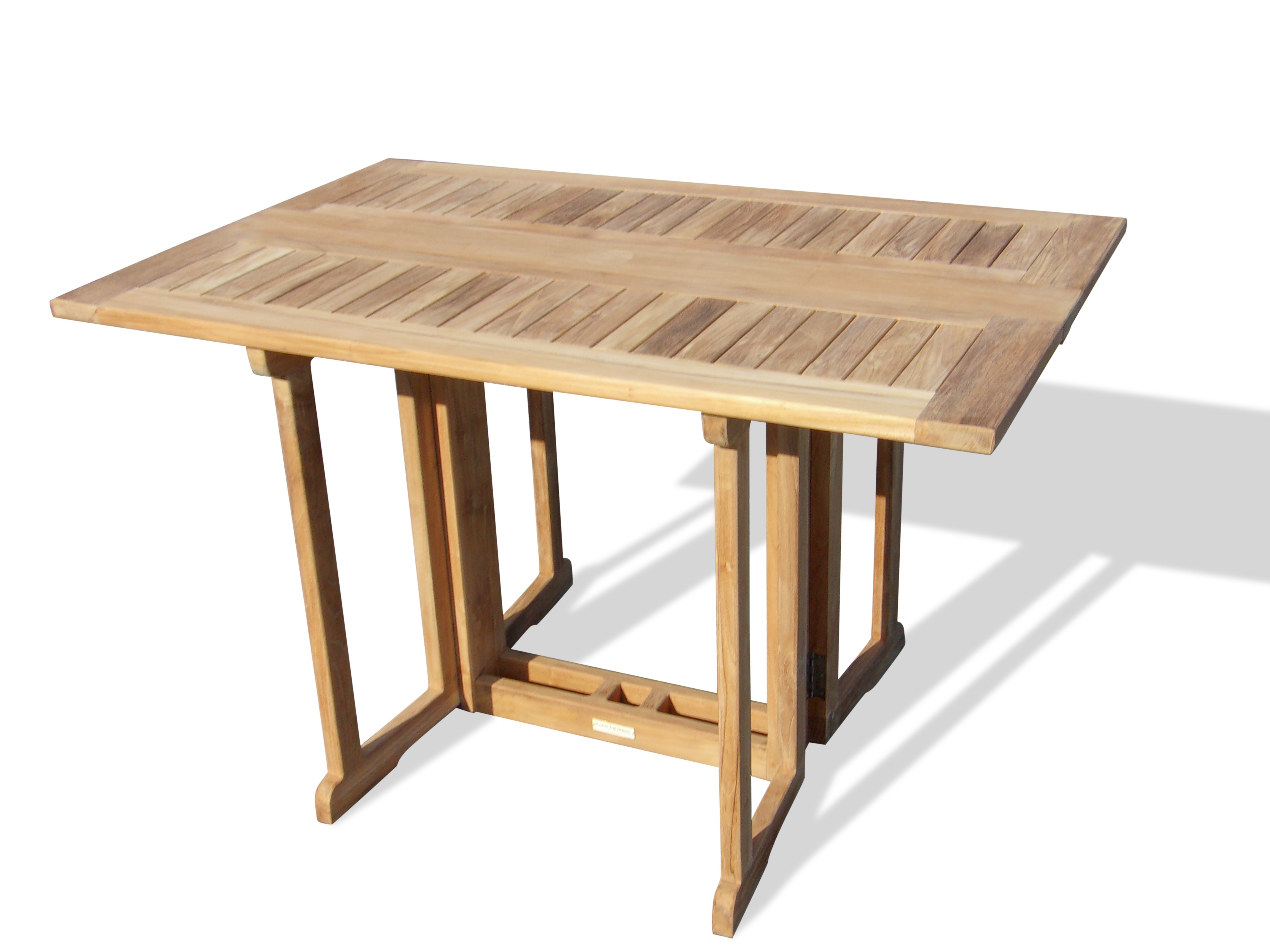 Barcelone 48" x 31" Rectangular Teak Drop Leaf Folding Dining Table...use with 1 Leaf Up or 2.... Makes 2 different tables 