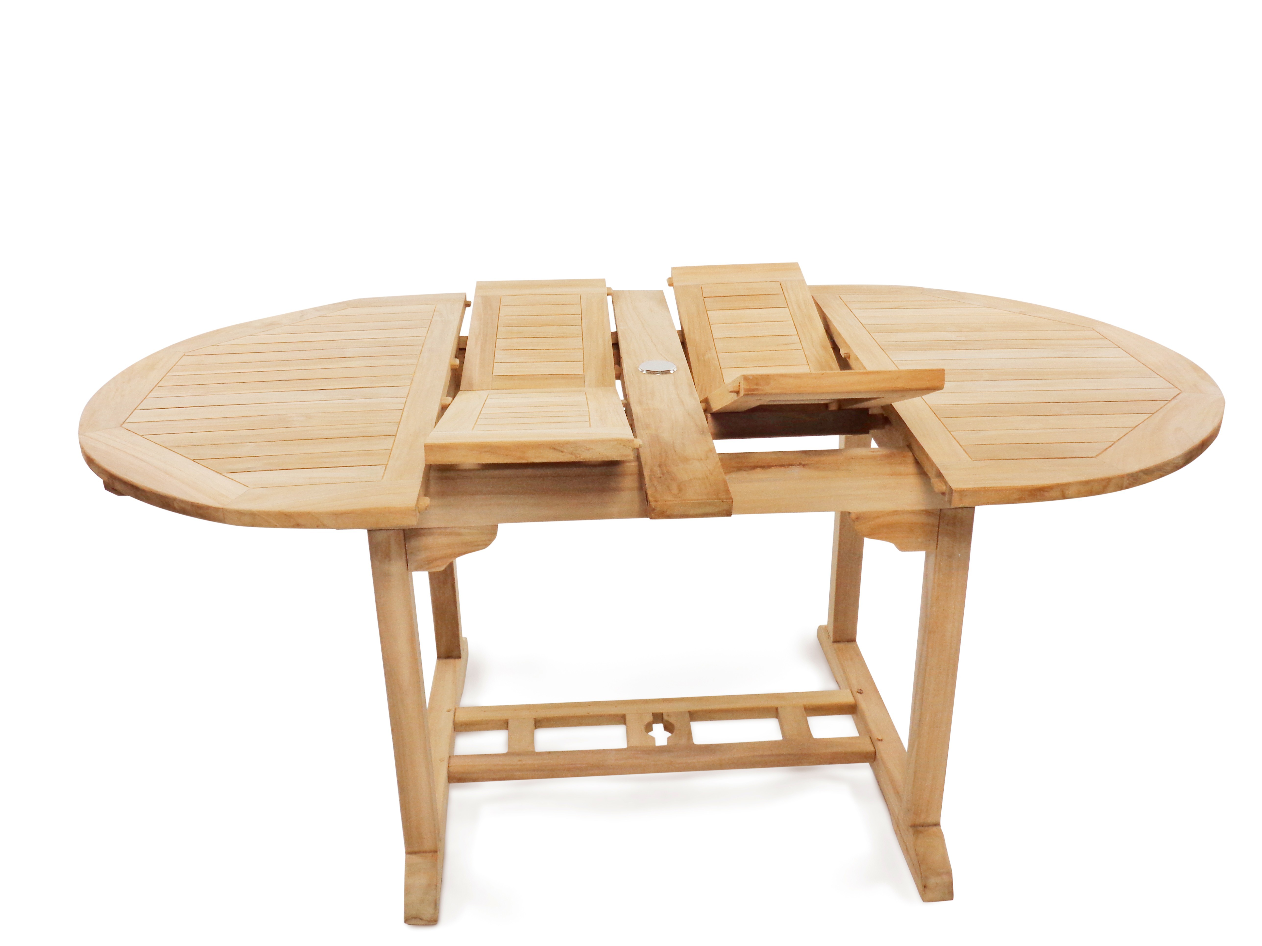 Buckingham 66" x 39" Double Leaf Oval Teak Extension Table...Seats 6...makes 3 Different Size Tables
