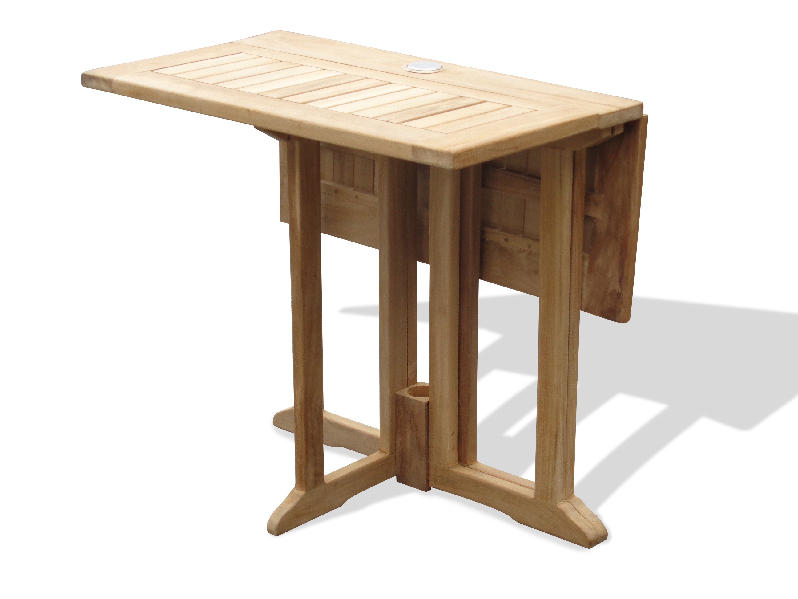 Barcelone 27" Square Drop Leaf Folding Teak Table...Use With 1 Leaf Up Or 2.... Makes 2 Different Tables