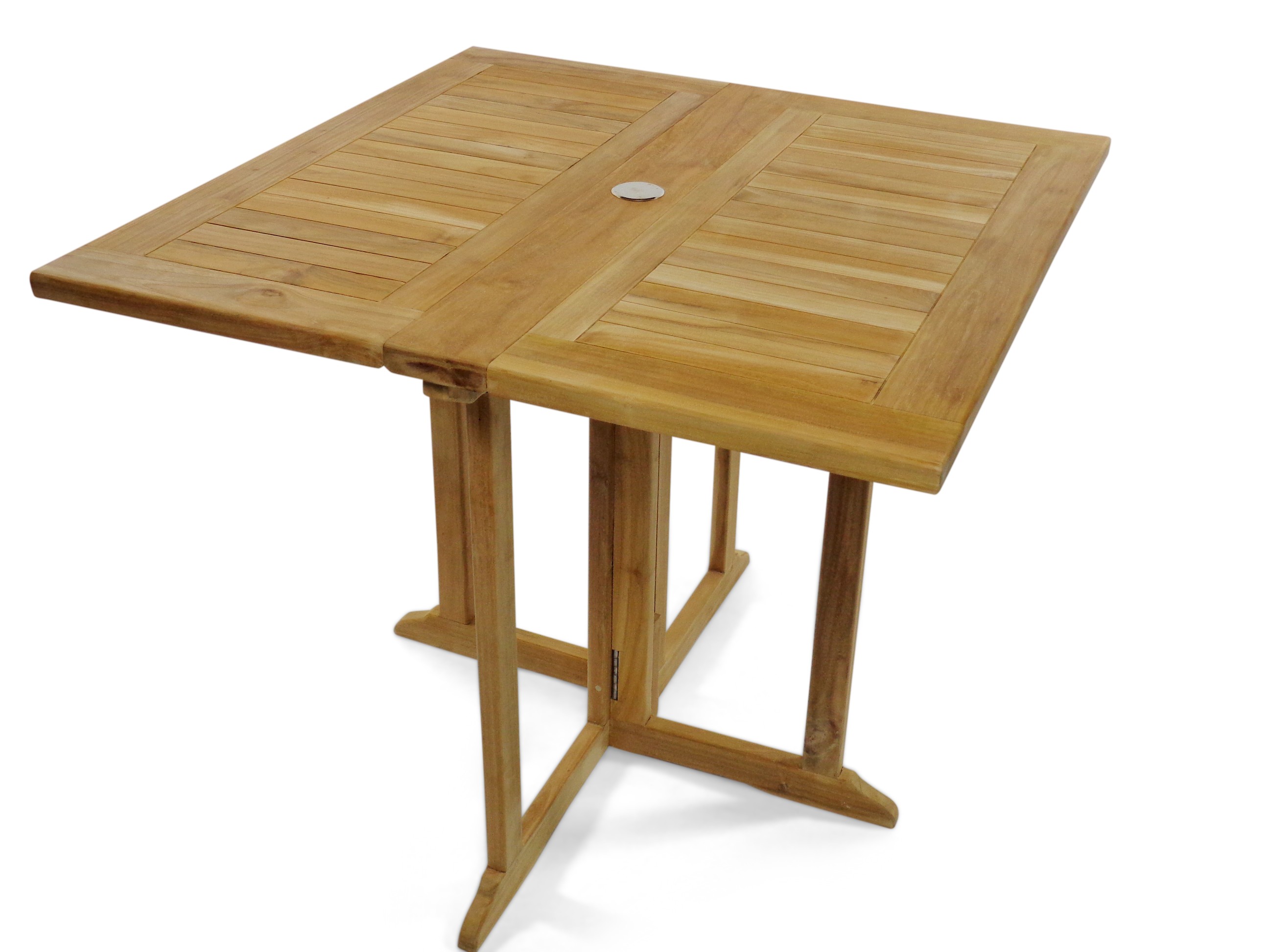 Barcelone 31" Square Drop Leaf Folding Teak Table...Use With 1 Leaf Up Or 2.... Makes 2 Different Tables