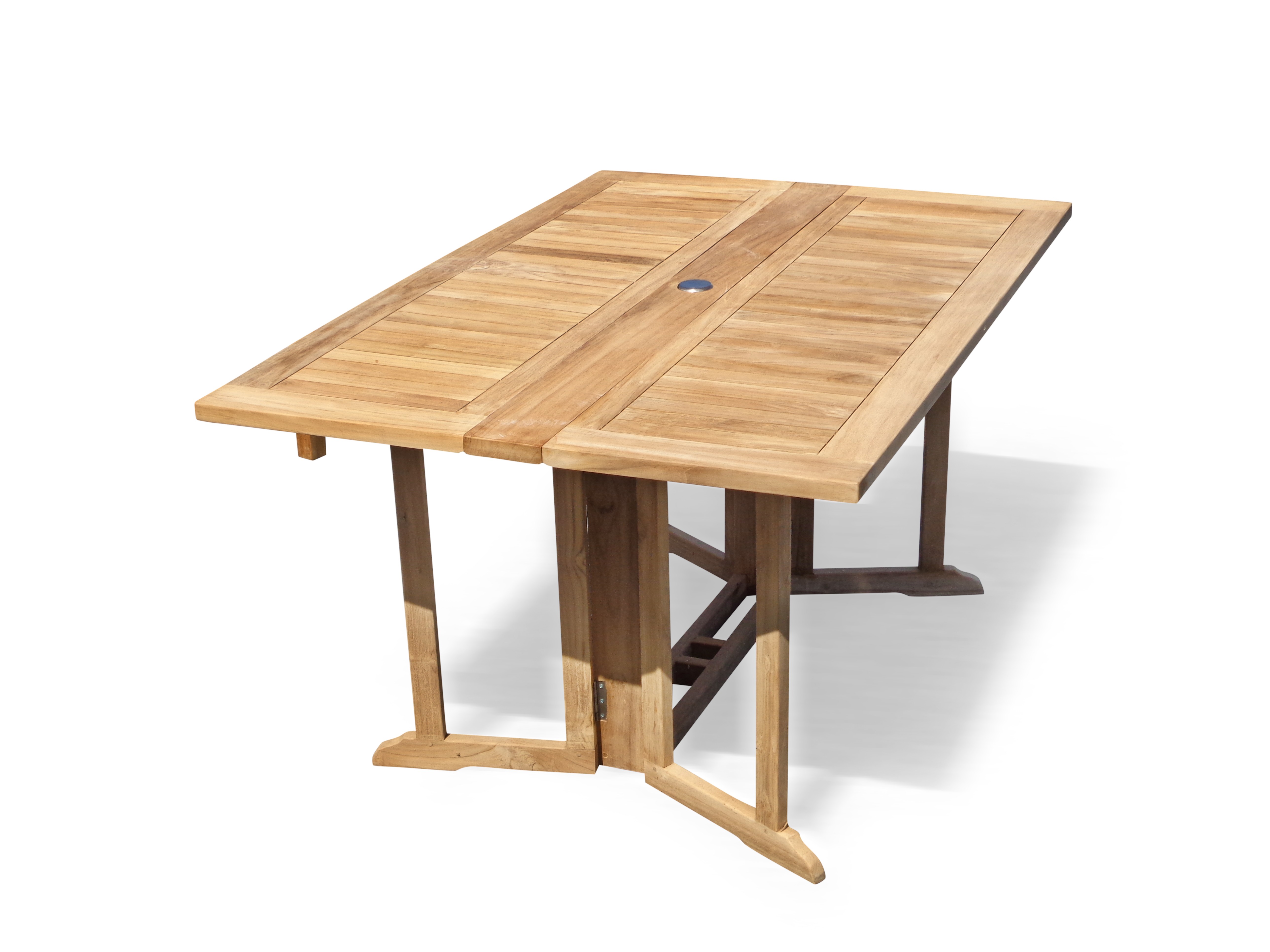 Barcelone 59" x 39" Rectangular Drop Leaf Folding Dining Teak Table...use with 1 Leaf Up or 2.... Makes 2 different tables