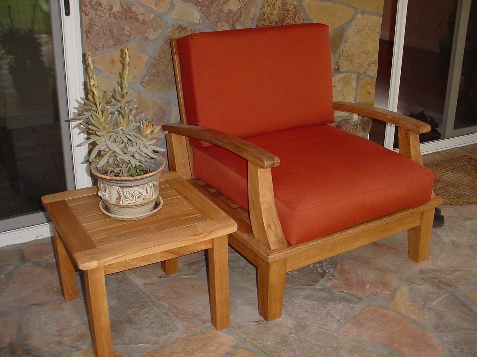 Portofino Deep Seating Teak Armchair w/ Sunbrella Cushions