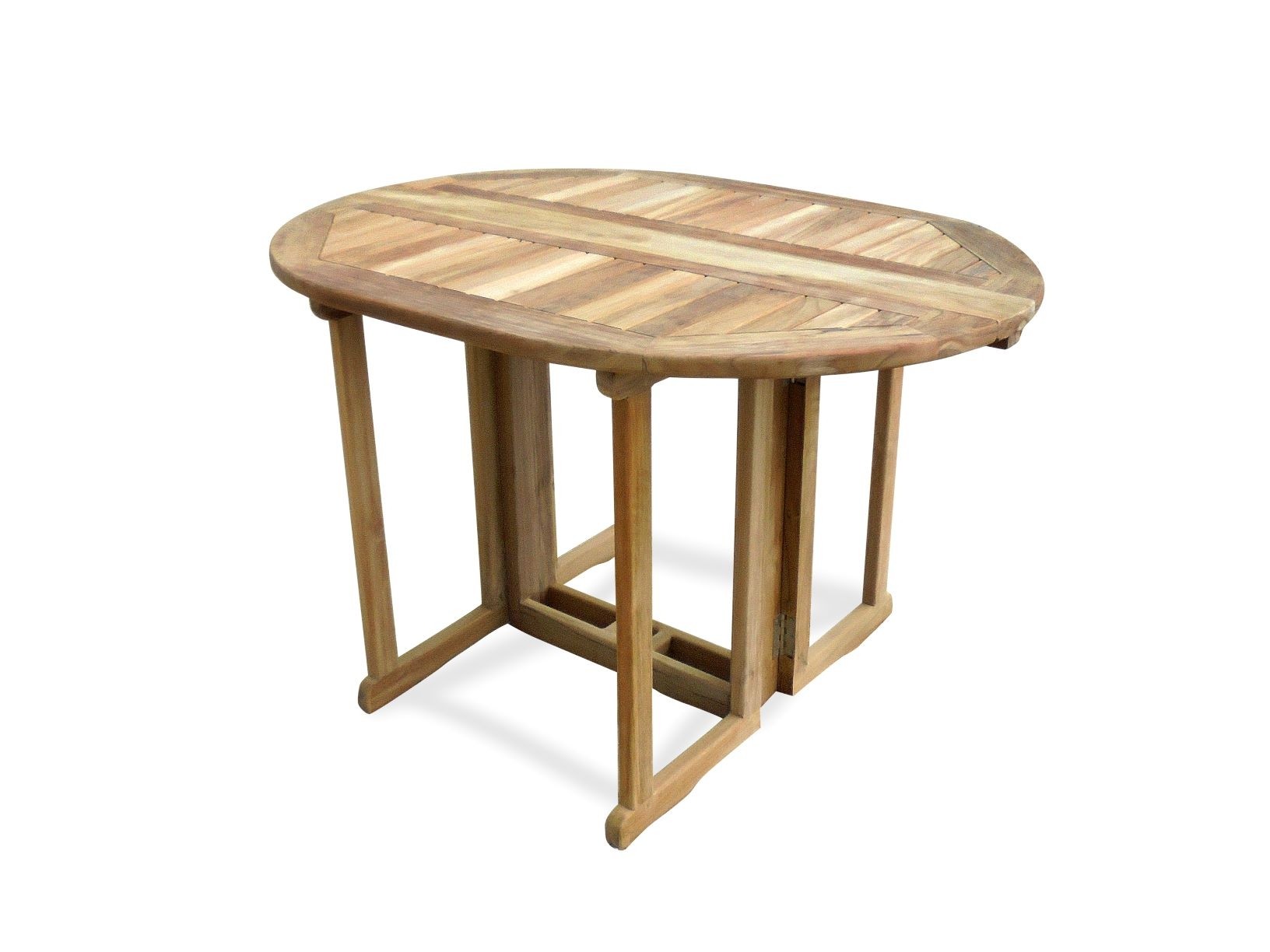 Barcelone 48" x 35" Oval Drop Leaf Folding Dining Teak Table...use with 1 Leaf Up or 2.... Makes 2 different tables