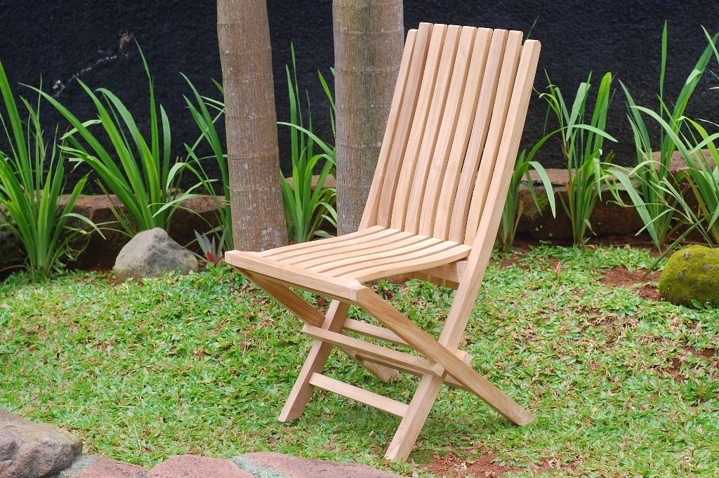 Java Teak Folding Chair w/ Lumbar Support Back- Priced and Packed 2 Per Box