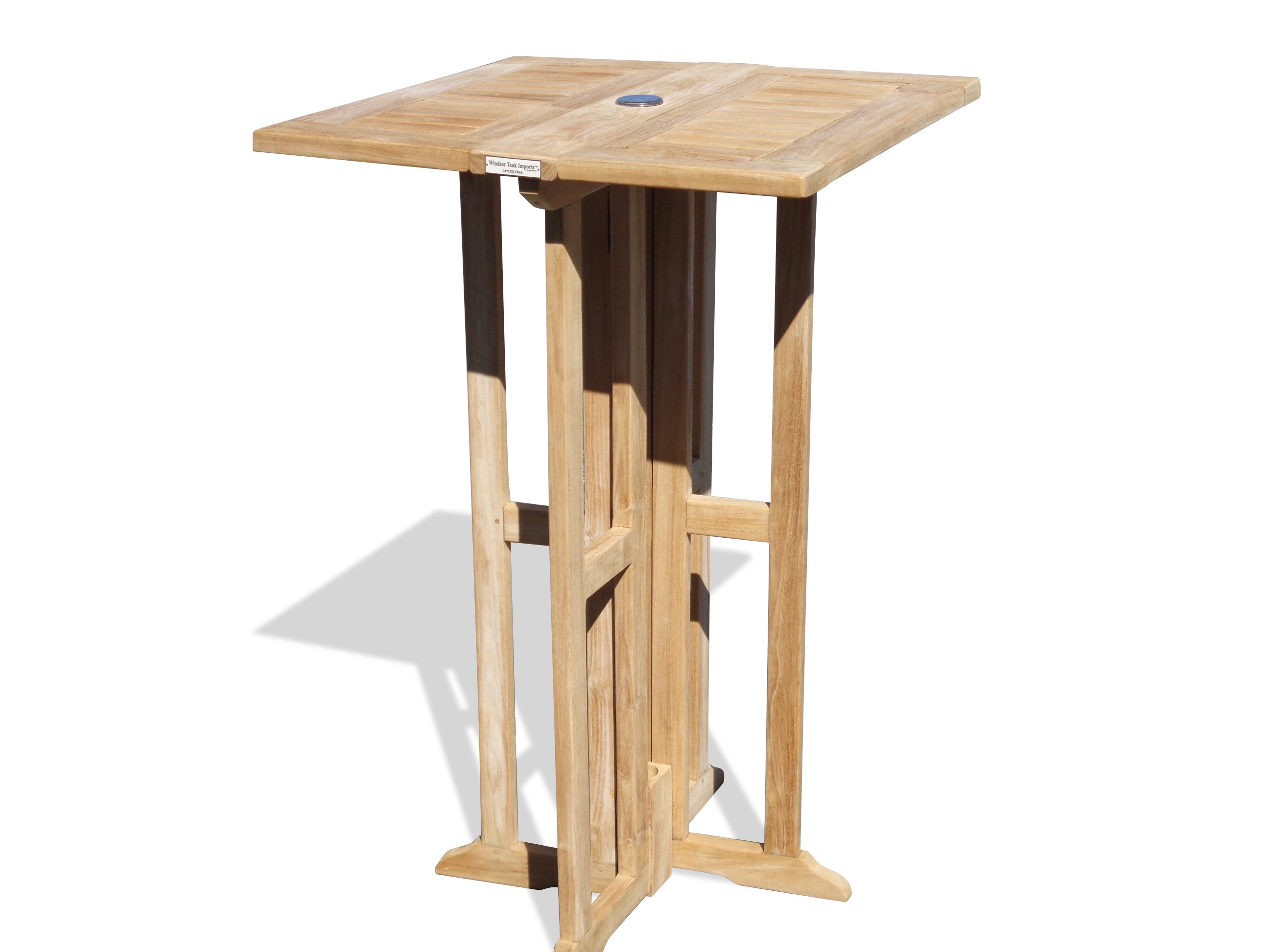 Bimini 27" Square Drop Leaf Teak Folding Counter Table ...use with 1 Leaf Up or 2.... Makes 2 different tables (Counter height is 5" lower than bar)