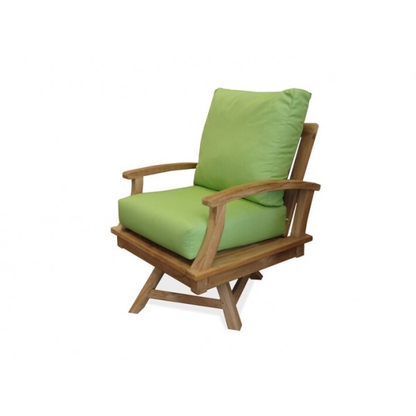 Portofino Deep Seating Teak Swivel Armchair w/ Sunbrella Cushions