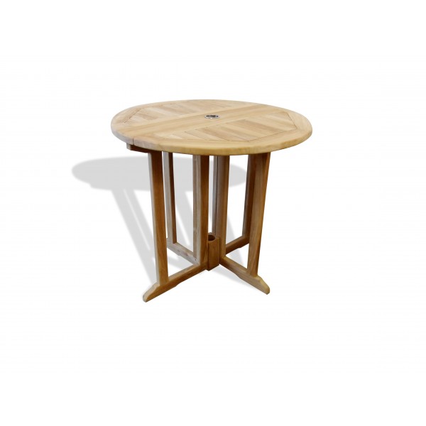Barcelona 32" Round Drop Leaf Folding Table ...use with 1 Leaf Up or 2.... Makes 2 different tables