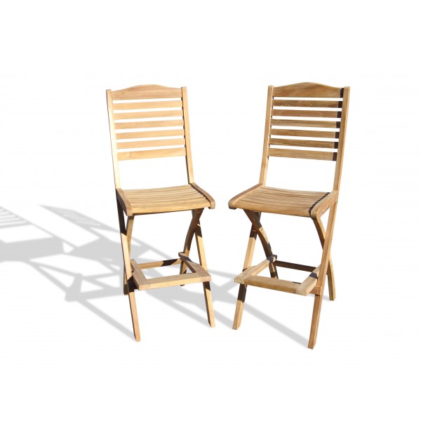 St. Barts Teak Folding Bar Chair Priced and Packed 2 Per Box