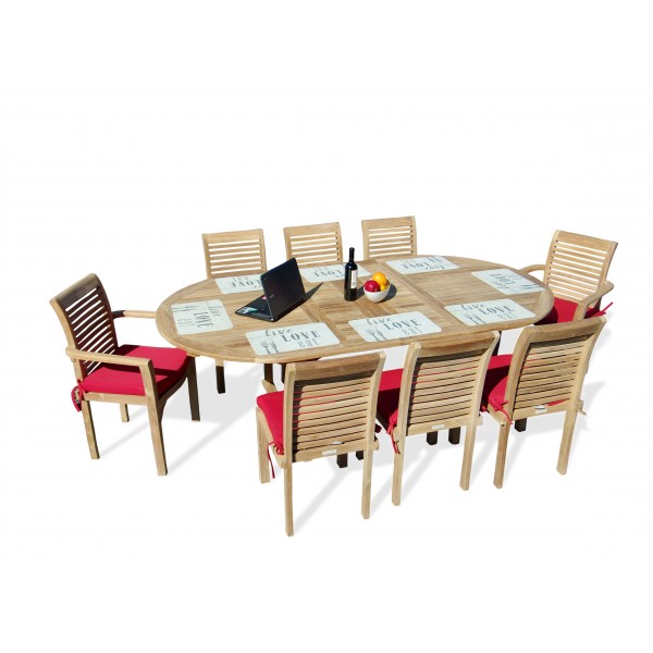  Buckingham Dining Height Extra WIDE 95" x 51" Double Leaf Oval Extension Table...w 8 Stacking Chairs (2arms/6armless)..makes 3 Different Size Tables