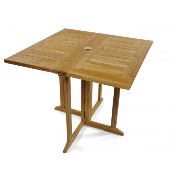 Barcelona 31" Square Drop Leaf Folding Teak Table...Use With 1 Leaf Up Or 2.... Makes 2 Different Tables
