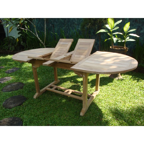 Buckingham 82" x 39" Double Leaf Oval Teak Extension Table..Seats 8....makes 3 Different Size Tables