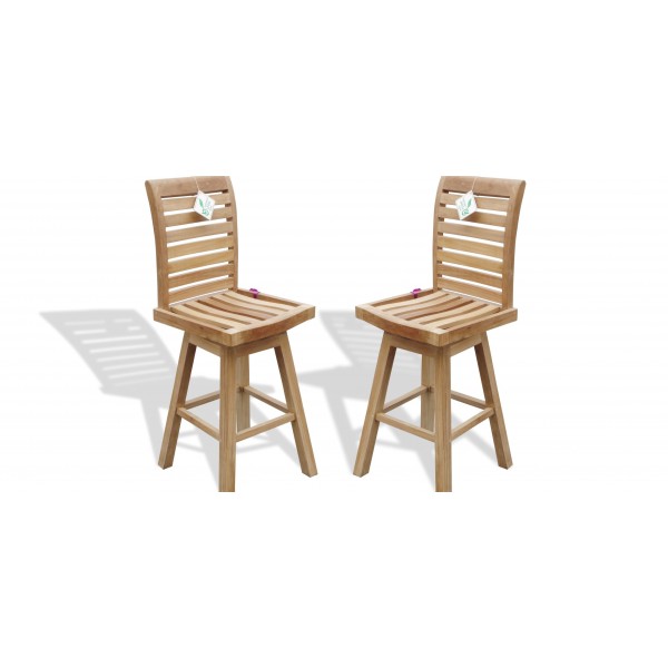 St. Moritz Teak Armless Swivel Counter Chairs (Counter height is 5" lower than bar). 2 Pack