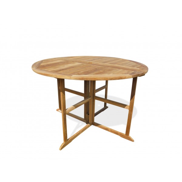 Bimini 59" Round Drop Leaf Folding Teak Counter Table (seats 6)...use w/ 1 Leaf Up or 2....Makes 2 different tables (Counter height is 5" lower than bar)
