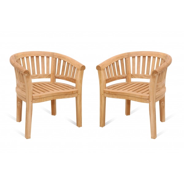 Kensington Teak Curved Armchair. Priced and Sold 2 Per Pack. 
