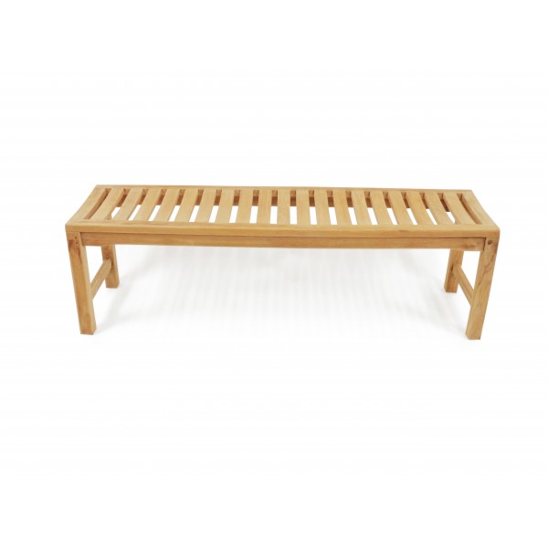 59" Oxford Teak Backless Bench 3 Seater w/Contoured Seat