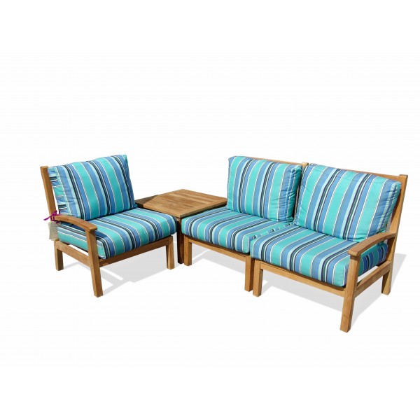 Portofino Deep Seating Sectional 4 Pc Set w Corner Table & Sunbrella Cushions 