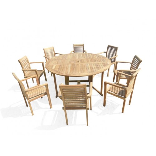 8 Casa Blanca Stacking Arm Chairs, 72 Round Dining Table With 8 Chairs