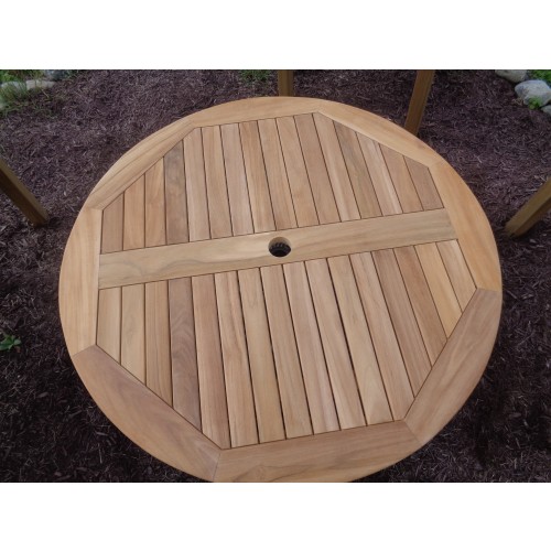 Hyannis Port Round 40 Teak Coffee, Round Wooden Patio Table With Umbrella Hole