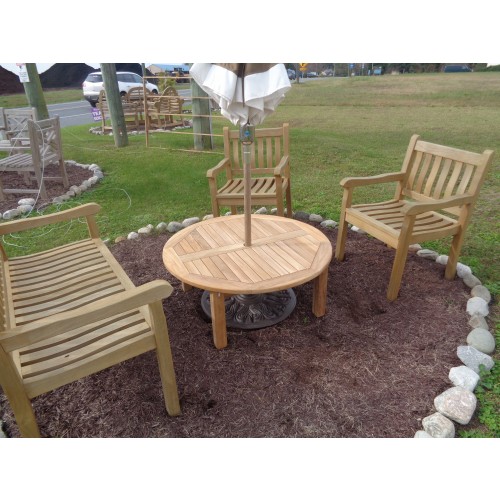 Hyannis Port Round 40 Teak Coffee, Outdoor Coffee Tables With Umbrella Hole