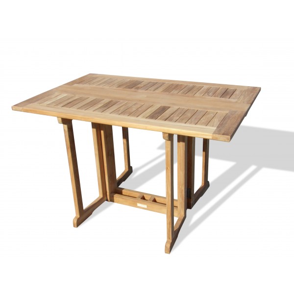 Barcelone 48" x 31" Rectangular Teak Drop Leaf Folding Dining Table...use with 1 Leaf Up or 2.... Makes 2 different tables 
