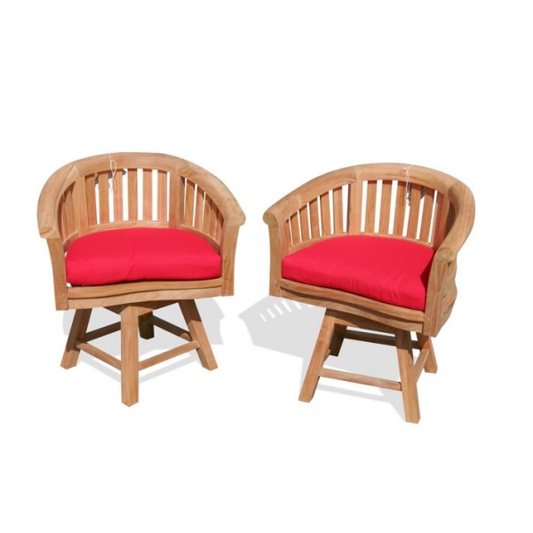 Kensington Teak Curved Swivel Armchairs. Priced and Sold 2 Per Pack. 