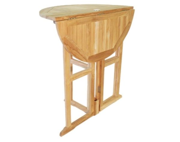 The 47" Nassau Round Drop Leaf Folding Teak Bar Table