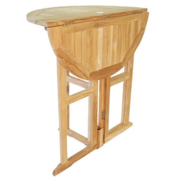 The 47" Nassau Round Drop Leaf Folding Teak Bar Table