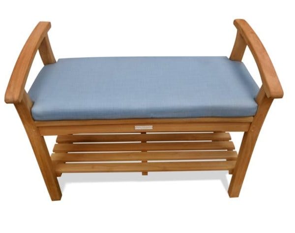 Grade A Teak 36"Backless Bench w/ 20" High Contoured Seat (2.5" higher then most benches) w/Arms for Easier Lift , and Shelf, By Windsor
