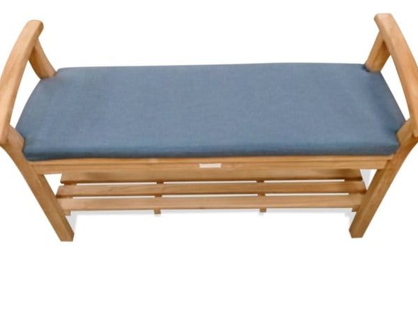 Grade A Teak 36"Backless Bench w/ 20" High Contoured Seat (2.5" higher then most benches) w/Arms for Easier Lift , and Shelf, By Windsor