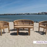 Kensington Teak Collection, 1 Curved 3 Seater Bench, 2 Armchairs, and 1 47" Coffee Table