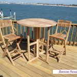Bimini 39" Round Drop Leaf Counter Table W/2 Mallorca Folding Counter Chairs