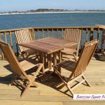 Barcelona 35" Square Drop Leaf Teak Table W/4 Java Teak Folding Chairs