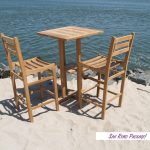 San Remo 27" Square Teak Bar Table W/Shelf & 2 Seville Teak Bar Chairs