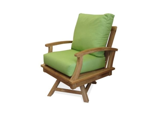 Portofino Deep Seating Swivel Teak Armchair w/ Sunbrella Cushions