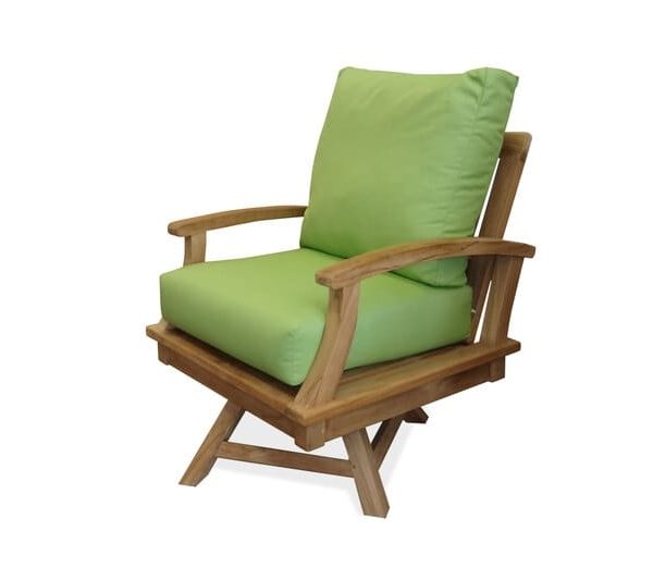 Portofino Deep Seating Swivel Teak Armchair w/ Sunbrella Cushions