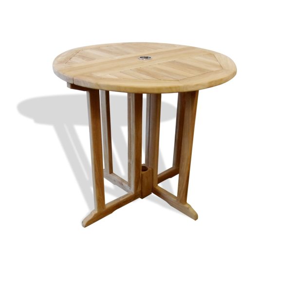 Barcelona 32" Round Drop Leaf Teak Folding Table
