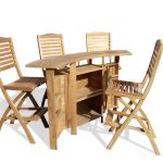 Grand Cayman Folding Teak Bar Table W/4 St. Barts Folding Teak Bar Chairs