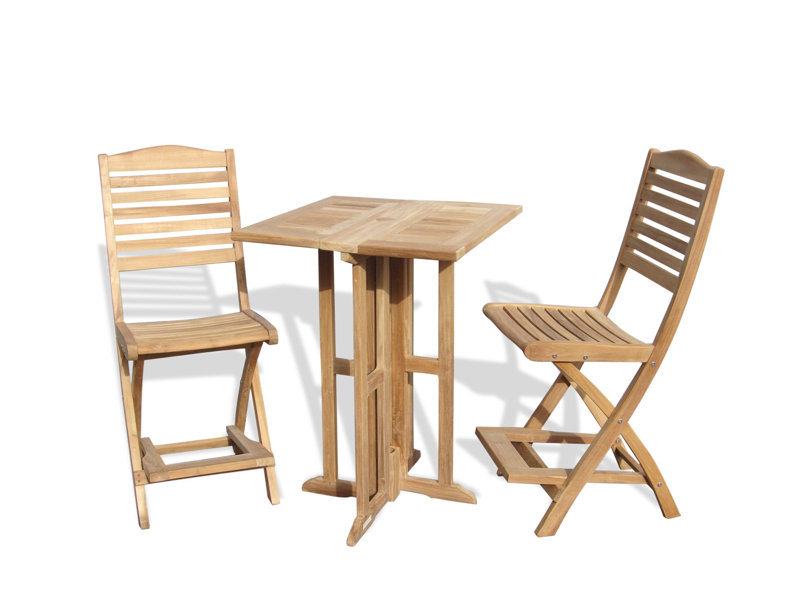 Bimini 27" Square Teak Drop Leaf Counter Table w/2 St. Barts Folding Counter Chairs