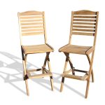 St. Barts Teak Folding Bar Chair-2 Pack