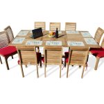 Buckingham Dining Height Extra WIDE 95" x 51" Double Leaf Rect Extension Table w 10 Stacking Armless Chairs