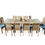 Buckingham Dining Height Extra WIDE 108" x 51" Double Leaf Rectangular Extension Table w 12 Stacking Armless Chairs