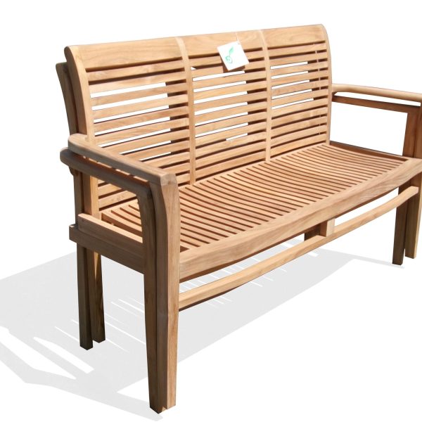 59" Casa Blanca Teak Stacking 3 Seater Bench