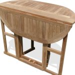 Nassau Oval Drop Leaf Bar Height 48" x 35" Teak Table