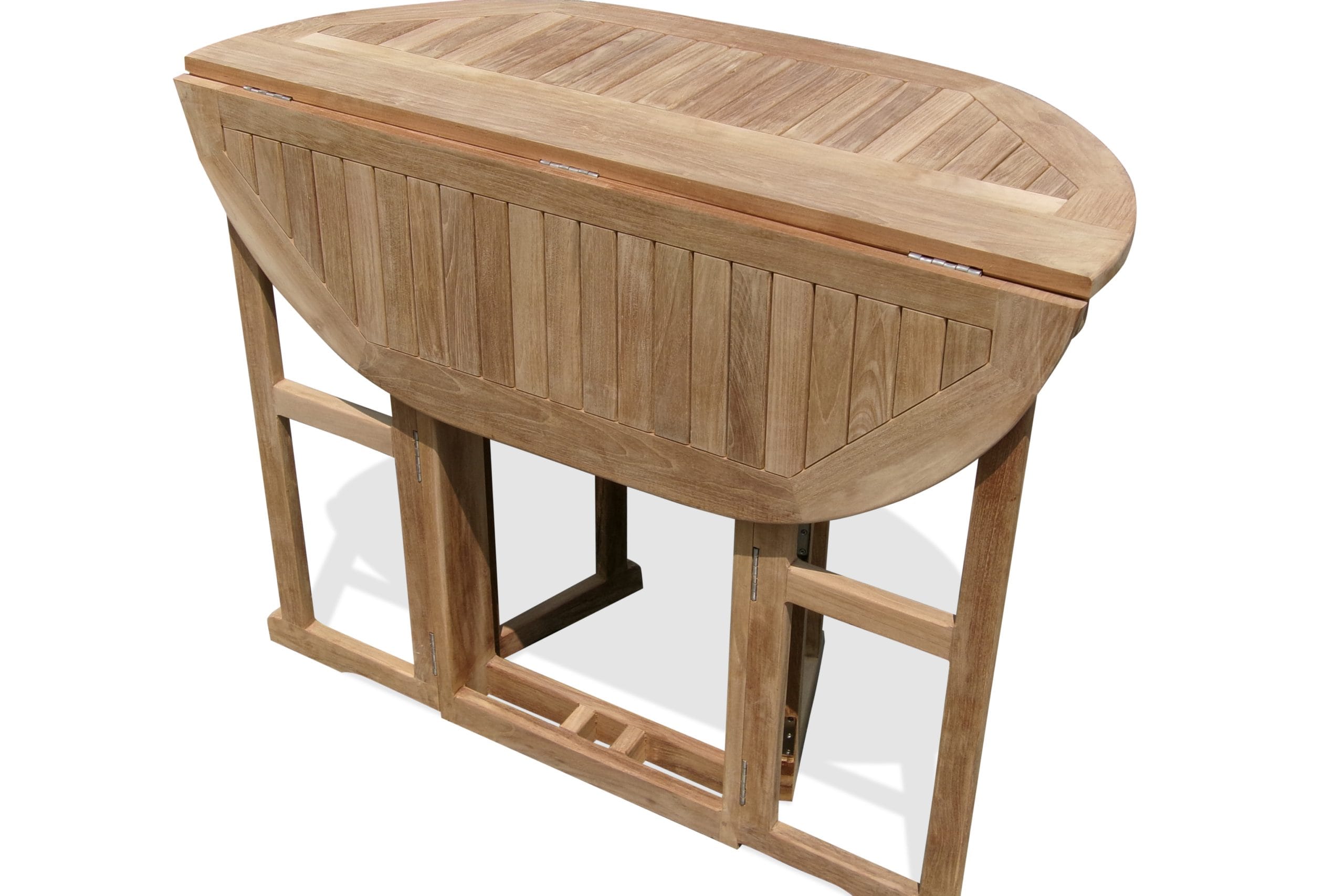 Nassau Oval Drop Leaf Bar Height 48" x 35" Teak Table