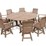Barcelona 6 Foot Round Drop Leaf Folding Table W/8 Casa Blanca Swivel Arm Chairs
