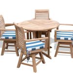 Barcelone 39" Round Drop Leaf Teak Table W/4 Casa Blanca Teak Swivel Arm Chairs