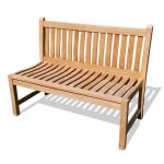 48" Armless Windsor Teak Bench 2 Seater w Back