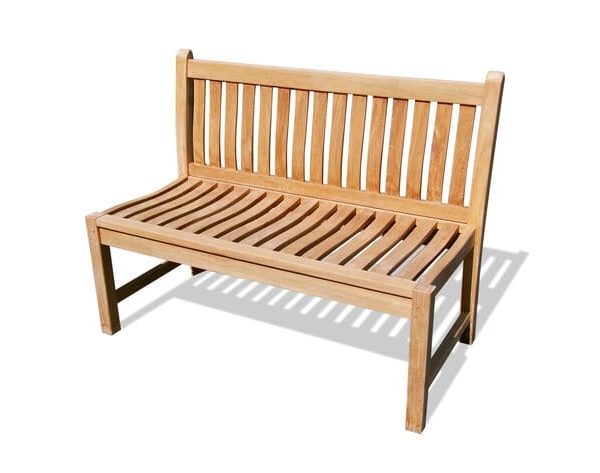 48" Armless Windsor Teak Bench 2 Seater w Back