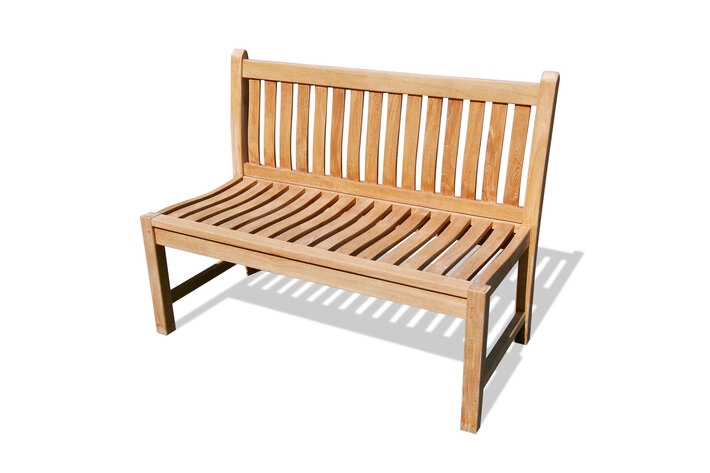 48" Armless Windsor Teak Bench 2 Seater w Back